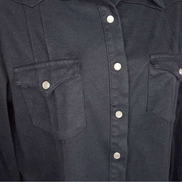 MEDIUM VINTAGE MAURICES BLACK STRETCH WESTERN SHIRT 90s - Picture 6 of 13